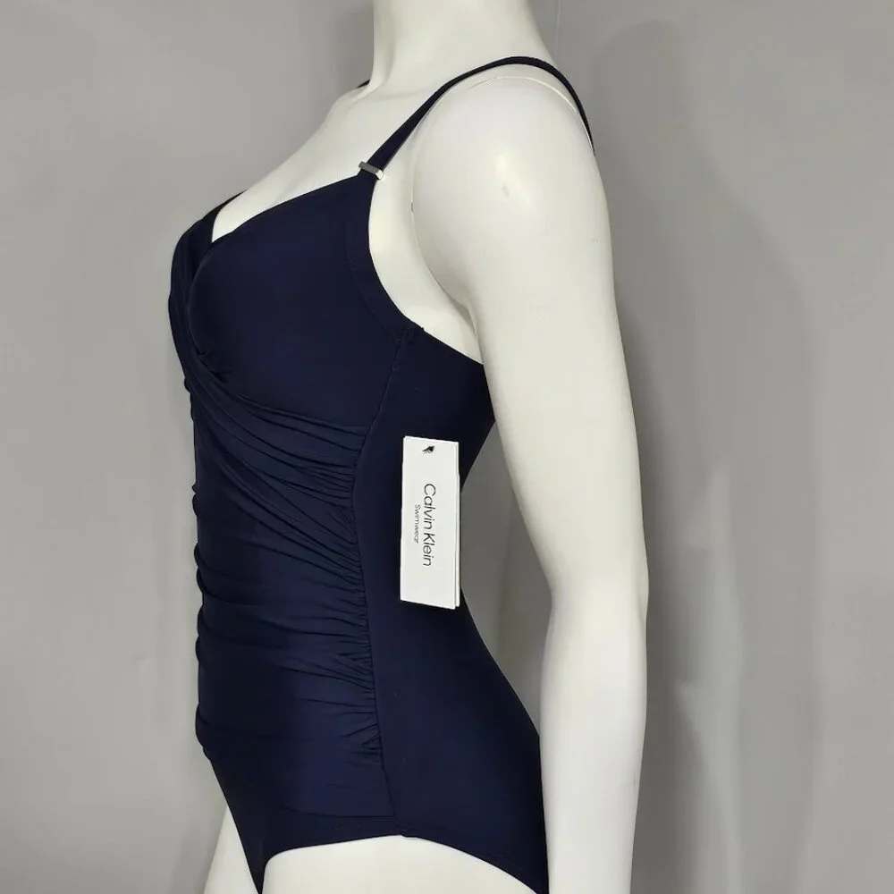 Calvin Klein Twist-Front Tummy-Control One-Piece Swimsuit - Picture 3 of 7